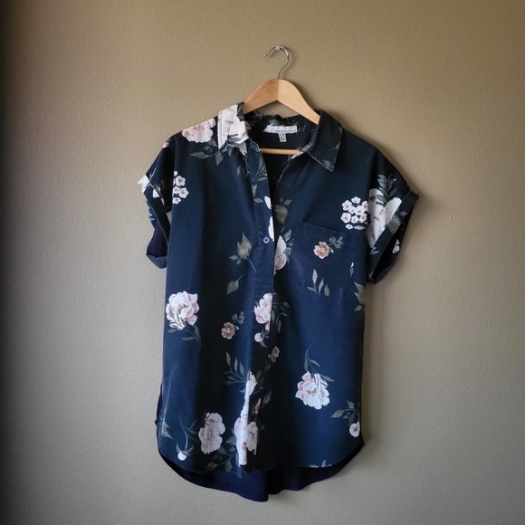 Tops - Floral Relaxed Fit Casual Blouse Large